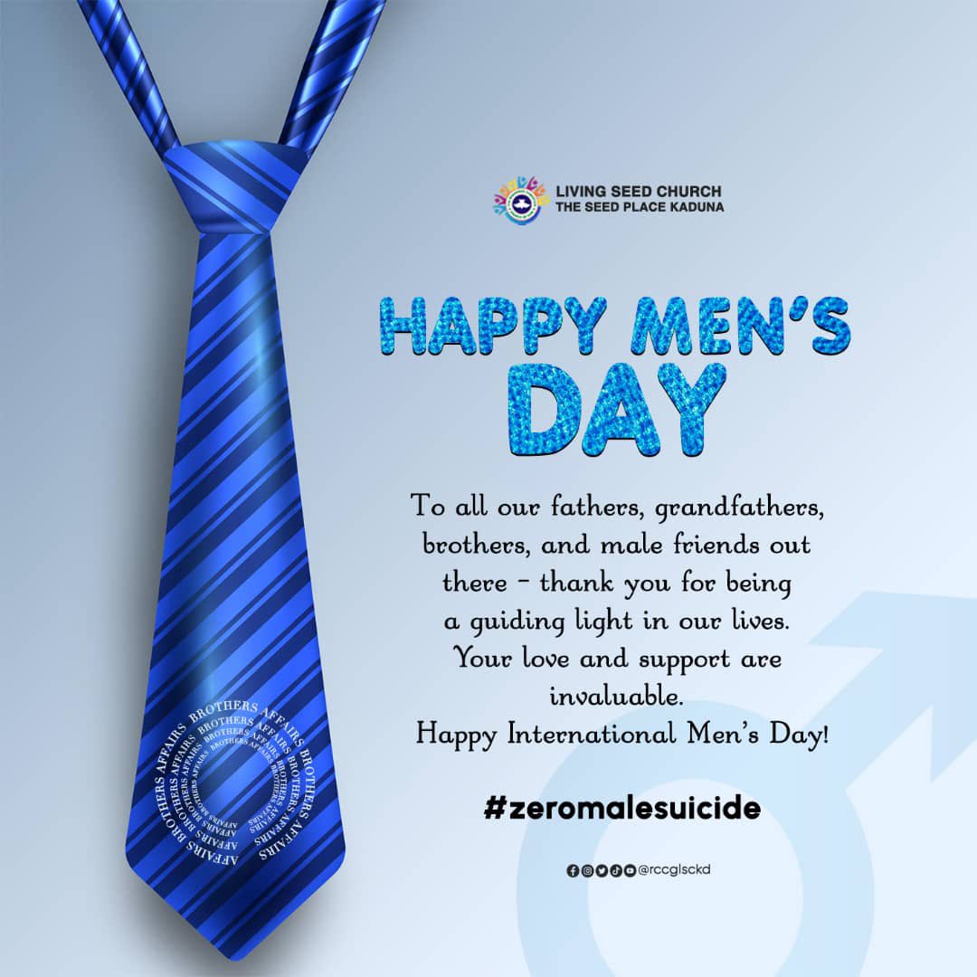 rccglsckd's tweet photo. Happy International Men's Day to all our brothers at LSC the seed place Kaduna! 

May we continue to support and uplift one another on this journey of faith.

#zeromalesuicide #internationalmensday2023 #lsckd #lscworldwide #rccglsckd #kaduna #november https://t.co/C5ep0uSWp7