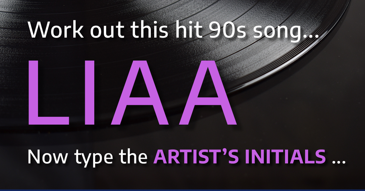 tezztrax's tweet photo. Solve the track, but only type the artist's initials!
#music #quiz #90s #90smusic https://t.co/cuxUIngBJ1