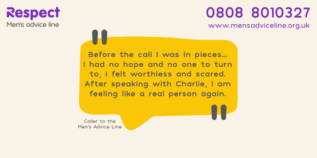 This #InternationalMensDay take a moment to share @RespectUK’s helpline and help more men experiencing domestic abuse know where to find tailored support.