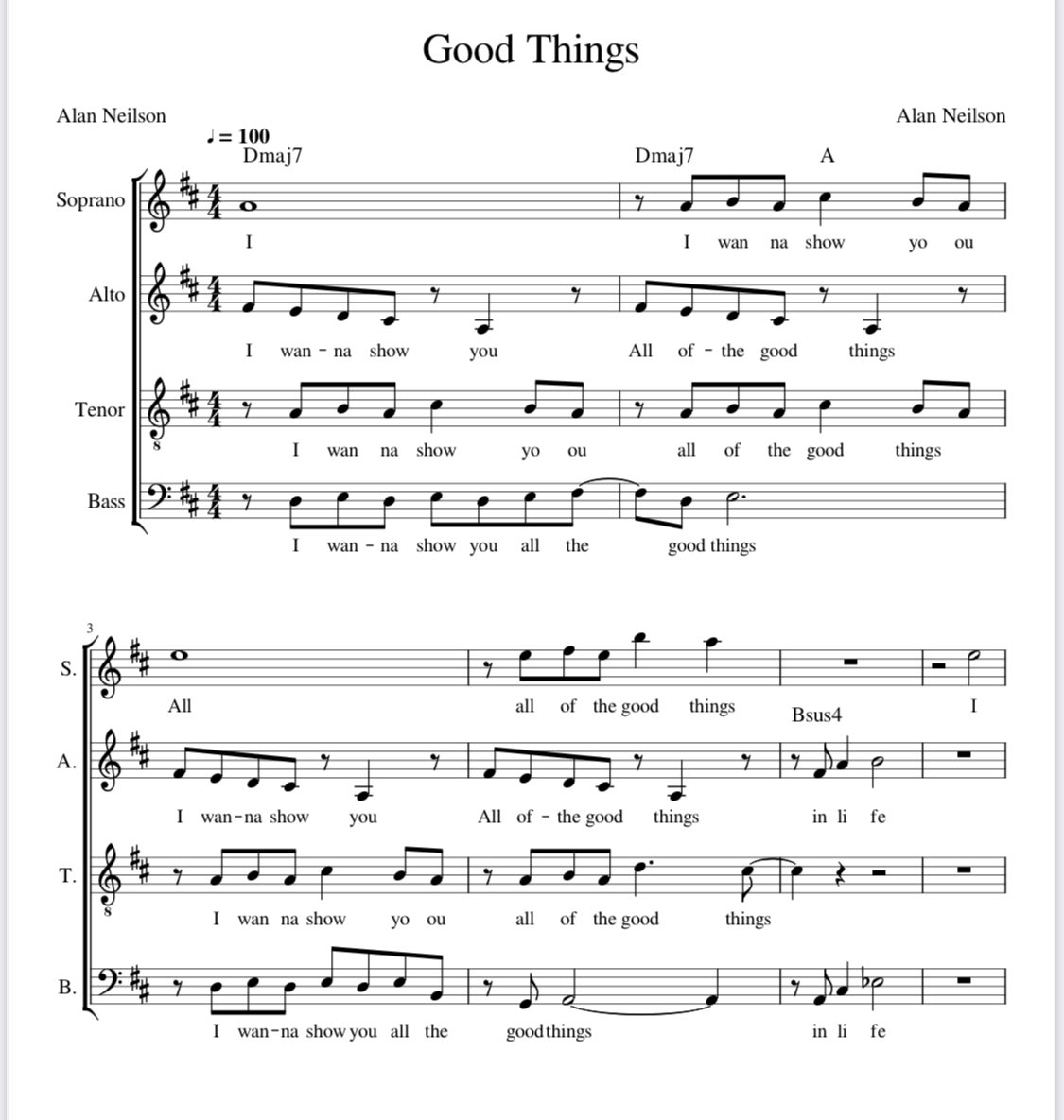 Please help. I’m trying to find a choir that would like to sing my original song “Good Things”. See page 1 of score attached. Please get in touch if you want to add my song to your repertoire- thank you #choir #gospelchoir #communitychoir #voicesforpeace