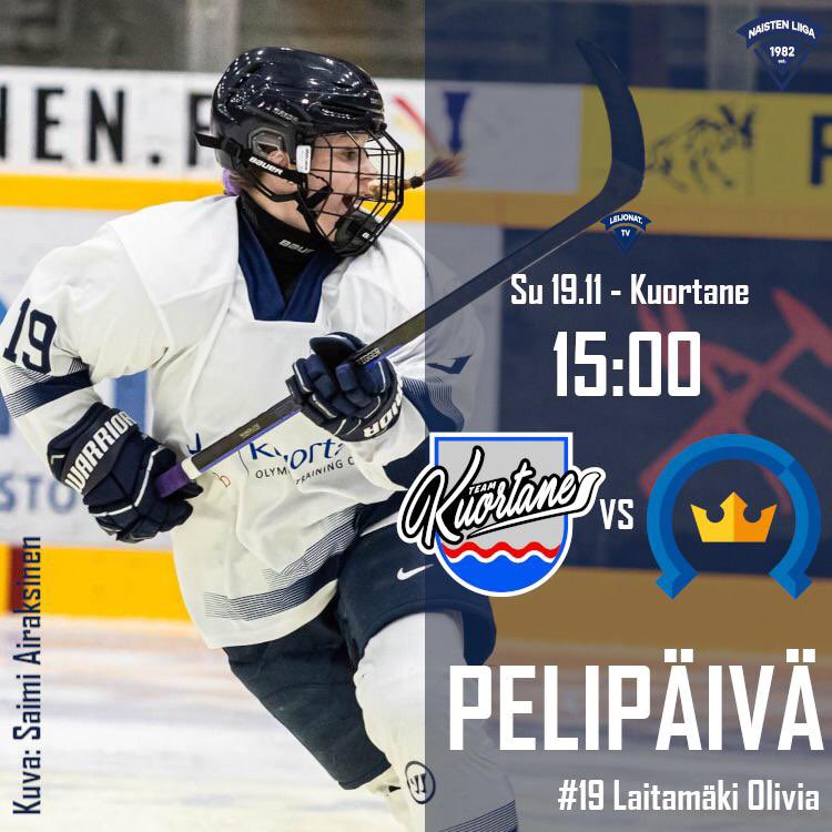 TeamKuortane's tweet photo. 🚨PELIPÄIVÄ🚨

🆚 @KiekkoEspooN 
📍 Kuortaneen jäähalli
⏳ 15.00

Peli näkyy osoitteesta https://t.co/77VGQMf0LP! Kokoonpanot ja muut tilastot voit katsoa osoitteesta https://t.co/osSAzETiop 🔥

📸 Saimi Airaksinen 
#NaistenLiiga #TeamKuortane #Kuortane #Soltut https://t.co/HhBQRg9Uhd