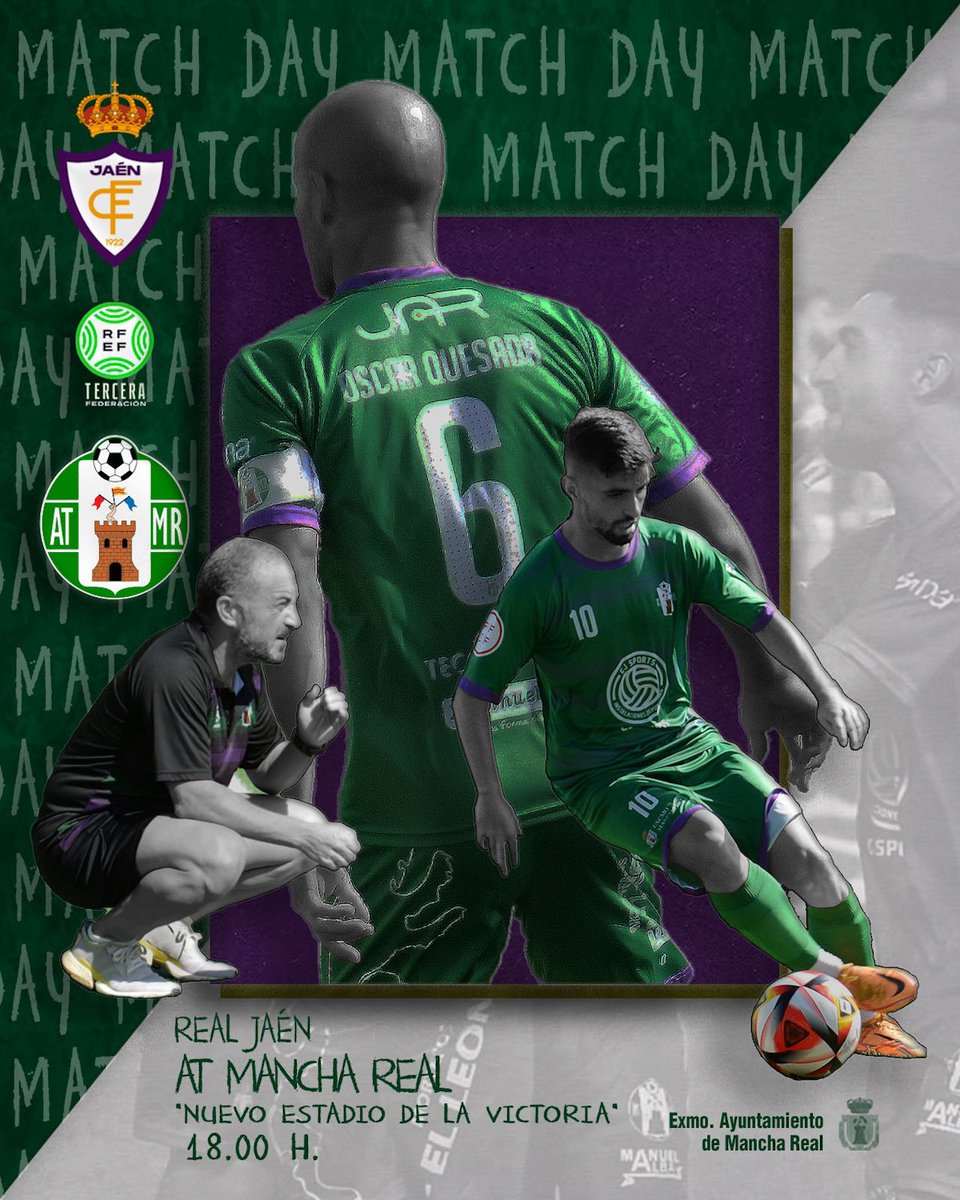 ⚽️ 🄷🄾🅈 🄹🅄🄶🄰🄼🄾🅂

⌚ 18,00 H

🆚️ <a href="/RealJaenCF/">Real Jaén C.F.</a>

🏟 Estadio Nuevo De La Victoria

📍Jaén

📺 7tv en TDT y realjaen.webdirecto.com

📻 <a href="/CanalLagarto/">CanalLagarto.com</a> , <a href="/radioypuntojaen/">Radio y Punto Jaén (108 FM)</a>
y <a href="/GuadalquivRadio/">RADIOGUADALQUIVIR ORIENTAL</a>

#HacernosGrandes ☝🏻💪🏻

#SomosManchaReal 💚💜

#YoSoyVerde 🦾