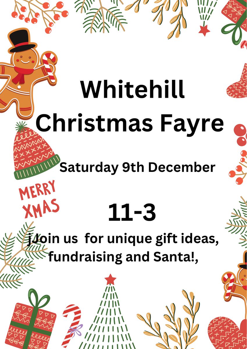 Whitehill Christmas Fayre. 
Saturday 9th dec 11-3 🎅🎅
<a href="/MsJDonaldson/">Jo Donaldson</a>  <a href="/MsAndersonDHT/">Ms Anderson</a>  @WhithillSec <a href="/WSSPartners/">Whitehill Partners</a> <a href="/whitehill_HE/">Whitehill Health, Food & Technology</a> <a href="/WhitehillPantry/">Whitehill Secondary School Pantry</a>
