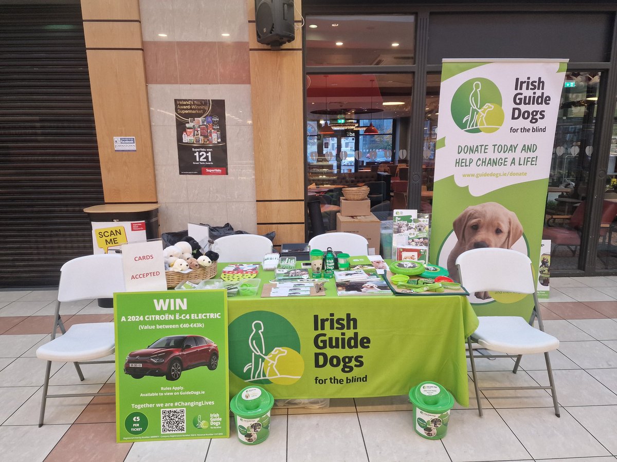 NickPalmerK's tweet photo. @irishguidedogs IGDB are at Johnstown, Navan shopping centre today.
Please down to see us and take a coffee and cake at the same time while meeting our lovely dogs. https://t.co/sKBZDjlV2v