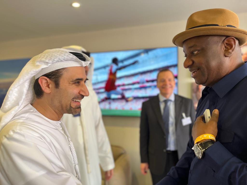 fkeyamo's tweet photo. On the sidelines of the Dubai Airshow in Dubai last week, I met with the top echelon of Emirates Airlines and we continued very warm and fruitful discussions towards the resumption of flights from Dubai to Nigeria, an effort which was championed by President Bola Ahmed Tinubu @officialABAT. We are presently working on the small details and the airline will soon announce the exact date of their resumption of the flights.