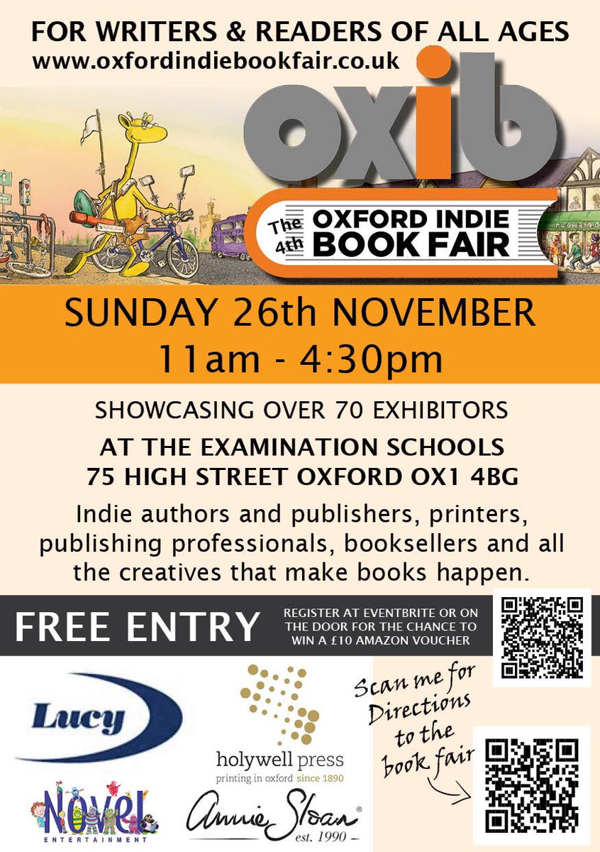 SueClarkAuthor's tweet image. One week today and it will be @OxIndieBookFair Oxford’s fun, free book extravaganza. Authors to chat with, books to buy. Pop along and see me and my books. #bookfairs #whatsoninoxford