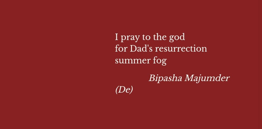 BIPASHADE1's tweet image. Glad to have my three haiku featured in the recent issue of haikuNetra. Millions of thanks to Daipayan Nair, editor of this journal.