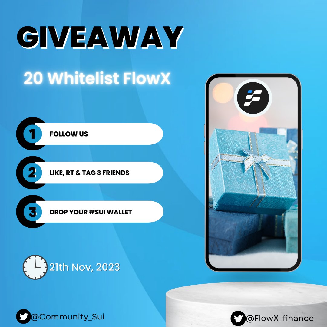 Community_Sui's tweet photo. GIVEAWAY CAMPAIGN❤️@FlowX_finance

🎁Rewards: 20 Whitelist spots for 20 lucky participants in the community!

Now, FlowX Finance has over $7M Total Value Lock & they will launch the token in the next week!

How to become the winner
1/ Follow us
2/ Like, RT + tag 3 friends
3/ Drop the #Sui wallet address below this post

#Sui #SuiCommunity #LFG