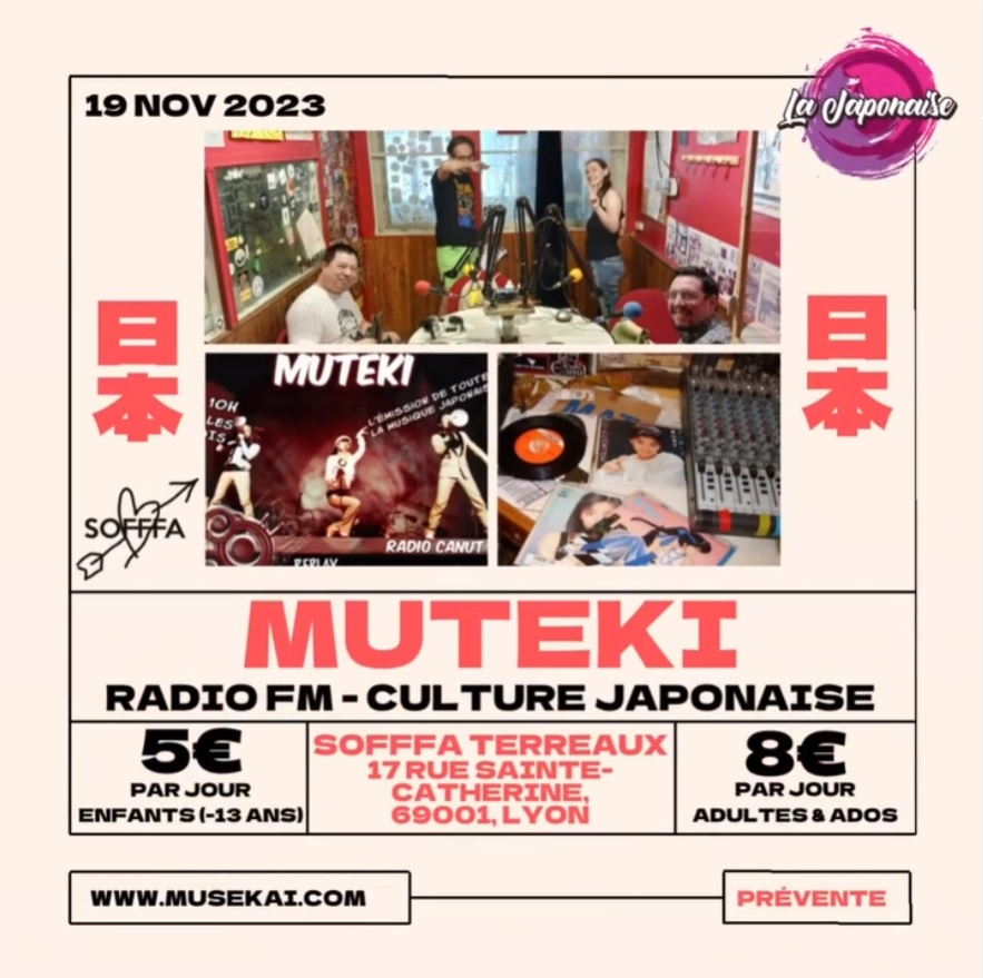 MutekiCanut's tweet photo. On vous donne rendez-vous cet après-midi au #SOFFFA #Lyon #Terreaux et sur Twitch pour un MUTEKI spécial, hors-les-murs, pour l'événement #NAKAKURA organisé par @musekai ! 📻🎤🎧 https://t.co/a3QKLgBc1f