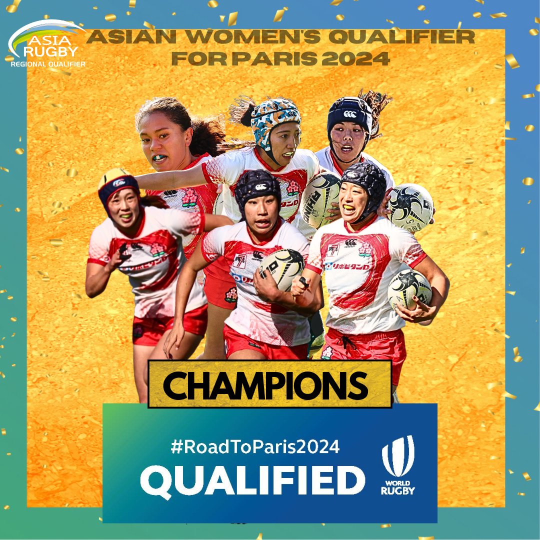 Japan - Women's Team 🥇 Asian Qualifiers for Paris 2024 🇯🇵🇨🇳🇭🇰🇰🇿🇹🇭🇮🇳🇬🇺🇸🇬🇦🇪🇰🇷 18-19 November 📍Yodoko Sakura Stadium in Osaka City, Osaka Prefecture. 🚹 asiarugby.com/results/olympi… 🚺 asiarugby.com/results/olympi… #Asiarugby #JRFU #ARRQ #japan7s #RoadToParis2024 #olympicqualifiers #japan