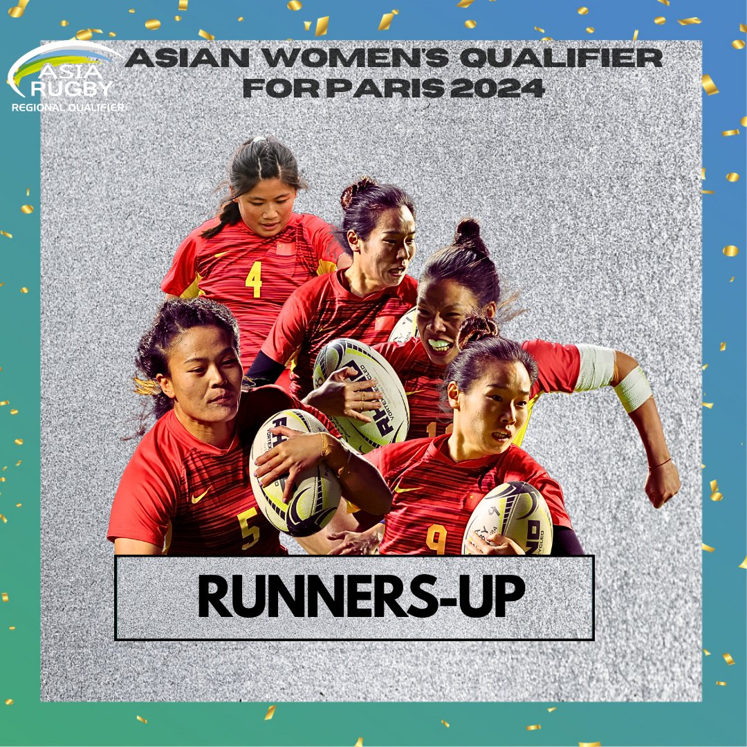 China - Women's Team 🥈 Asian Qualifiers for Paris 2024 🇯🇵🇨🇳🇭🇰🇰🇿🇹🇭🇮🇳🇬🇺🇸🇬🇦🇪🇰🇷 18-19 November 📍Yodoko Sakura Stadium in Osaka City, Osaka Prefecture. 🚹 asiarugby.com/results/olympi… 🚺 asiarugby.com/results/olympi… #Asiarugby #JRFU #ARRQ #japan7s #RoadToParis2024 #olympi