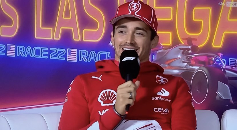Vetteleclerc's tweet photo. Max: "I think the debriefing is something that we naturally do. We did that already back in the days in karting. It‘s nice especially when you have a nice race. 

Charles: "Exactly, however the debriefs  we had back in the days were a bit more tense."

Max: "Just an inchident."

Charles: "Yeah!"

😂

#LasVegasGP