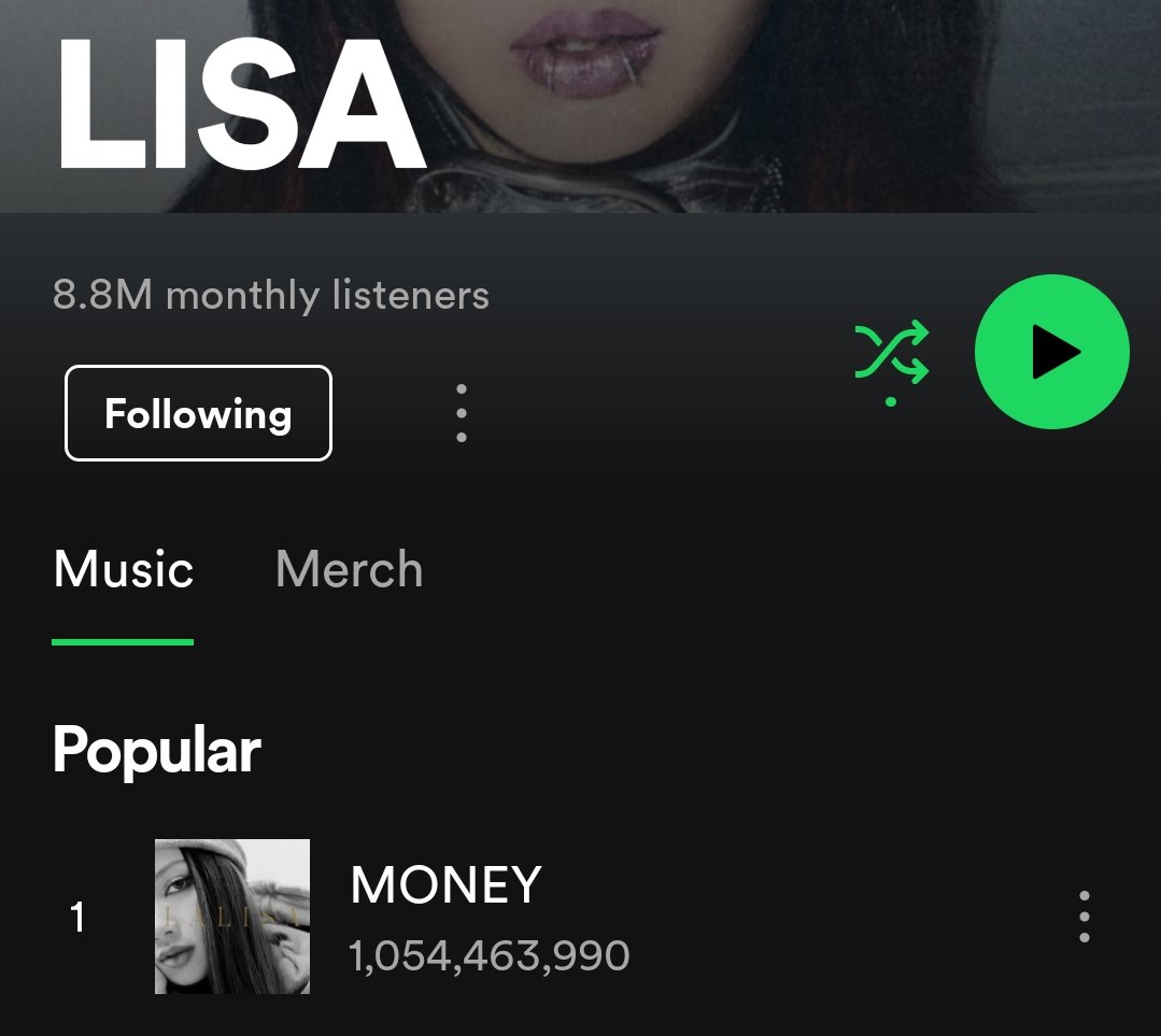 XiaoZhao2397's tweet photo. I can't believe that BlackPink disband without a 1B streaming song on Spotify 😭
At the end of the group era, Lisa is the only one has her own achievement surpass her group 😂
No wonder, people call BP is Lisa's group or Lisa and the girls.
Lisa and Lilies are bigger than... https://t.co/RzhiKqIH3i