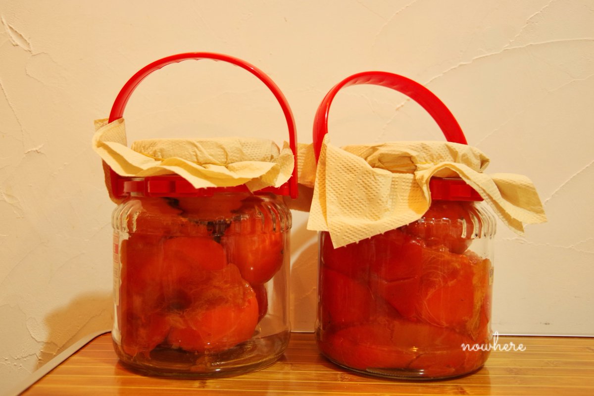 nowhere_umi's tweet photo. WSに来てくれた方から教わった柿酢作り。材料は柿のみ。ヘタを取ったら容器に入れて、布を被せてまずは1週間。からの混ぜながら3ヶ月。
どんな感じになるんやろ。この待つ過程も楽しい♩大量の柿消費にもぴったり🫶
#シンプル　#nowhere https://t.co/soQoBDB2Ea