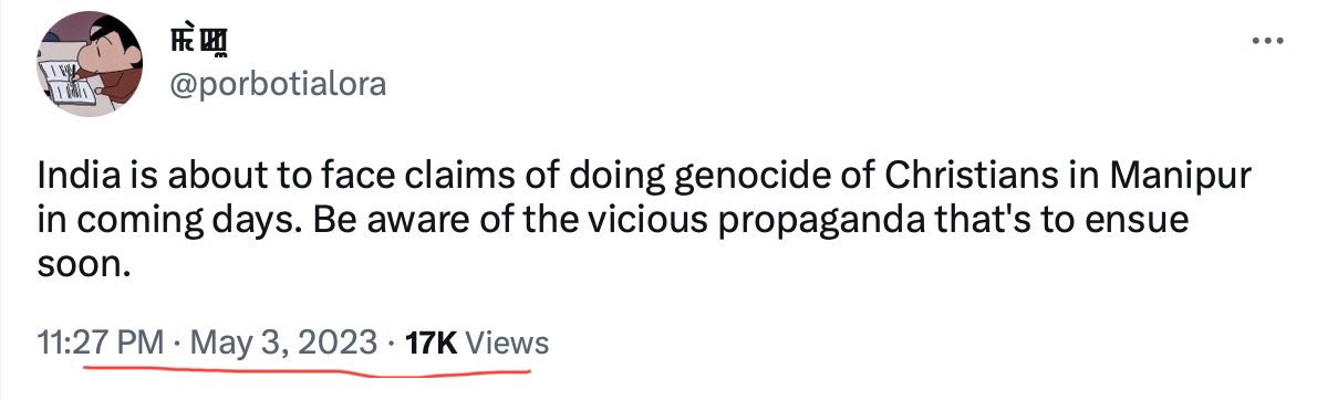 billieguarino's tweet photo. Who engineered #ManipurViolence?

https://t.co/pq8U3OkuuD

#TruthUnveiled #KukiAtrocitiesUncovered 

🔥The BBC article sheds light on the tragic ethnic violence in Manipur, pointing to a complex interplay of factors like a crackdown on drugs and tensions over undocumented immigrants. 

‼️ This tragic ethnic violence that erupted on May 3, 2023, has to led to over 130 deaths and displacement of more than 60,000 people. People have fled to seek shelter after their homes were burnt and belongings looted. A plea for peace echoes amid the ruins.

‼️ "How did our friends and neighbours become enemies overnight?" asks Khunaijam Shanti, reflecting the confusion and pain in the aftermath of the violence. The once harmonious coexistence is shattered, leaving communities in despair. 

#ManipurFightsBack #Kuki_ZoEngineeredManipurViolence 
#AbrogateSoOWithKukiNarcoTerrorisrs 

@AmitShahOffice @NBirenSingh @PrinceArihan @sardesairajdeep  @afridahussai @timesofindia @IndianExpress   @republic @TimesNow @ndtv @ZeeNews @WIONews  @CNNnews18 @BBCIndia @thewire_in @TheQuint @dhruv_rathee @indiatvnews @newslaundry  @ANI  
@DivyaSoti  @ShefVaidya   @AskAnshul @PrinceArihan  @RajatSethi86 @DrSanjaysinghK
@RituRathaur @VladAdiReturns @KaranThapar_TTP @BDUTT @RahulGandhi