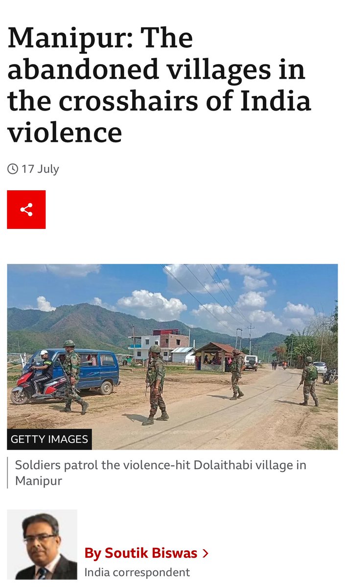 billieguarino's tweet photo. Who engineered #ManipurViolence?

https://t.co/pq8U3OkuuD

#TruthUnveiled #KukiAtrocitiesUncovered 

🔥The BBC article sheds light on the tragic ethnic violence in Manipur, pointing to a complex interplay of factors like a crackdown on drugs and tensions over undocumented immigrants. 

‼️ This tragic ethnic violence that erupted on May 3, 2023, has to led to over 130 deaths and displacement of more than 60,000 people. People have fled to seek shelter after their homes were burnt and belongings looted. A plea for peace echoes amid the ruins.

‼️ "How did our friends and neighbours become enemies overnight?" asks Khunaijam Shanti, reflecting the confusion and pain in the aftermath of the violence. The once harmonious coexistence is shattered, leaving communities in despair. 

#ManipurFightsBack #Kuki_ZoEngineeredManipurViolence 
#AbrogateSoOWithKukiNarcoTerrorisrs 

@AmitShahOffice @NBirenSingh @PrinceArihan @sardesairajdeep  @afridahussai @timesofindia @IndianExpress   @republic @TimesNow @ndtv @ZeeNews @WIONews  @CNNnews18 @BBCIndia @thewire_in @TheQuint @dhruv_rathee @indiatvnews @newslaundry  @ANI  
@DivyaSoti  @ShefVaidya   @AskAnshul @PrinceArihan  @RajatSethi86 @DrSanjaysinghK
@RituRathaur @VladAdiReturns @KaranThapar_TTP @BDUTT @RahulGandhi