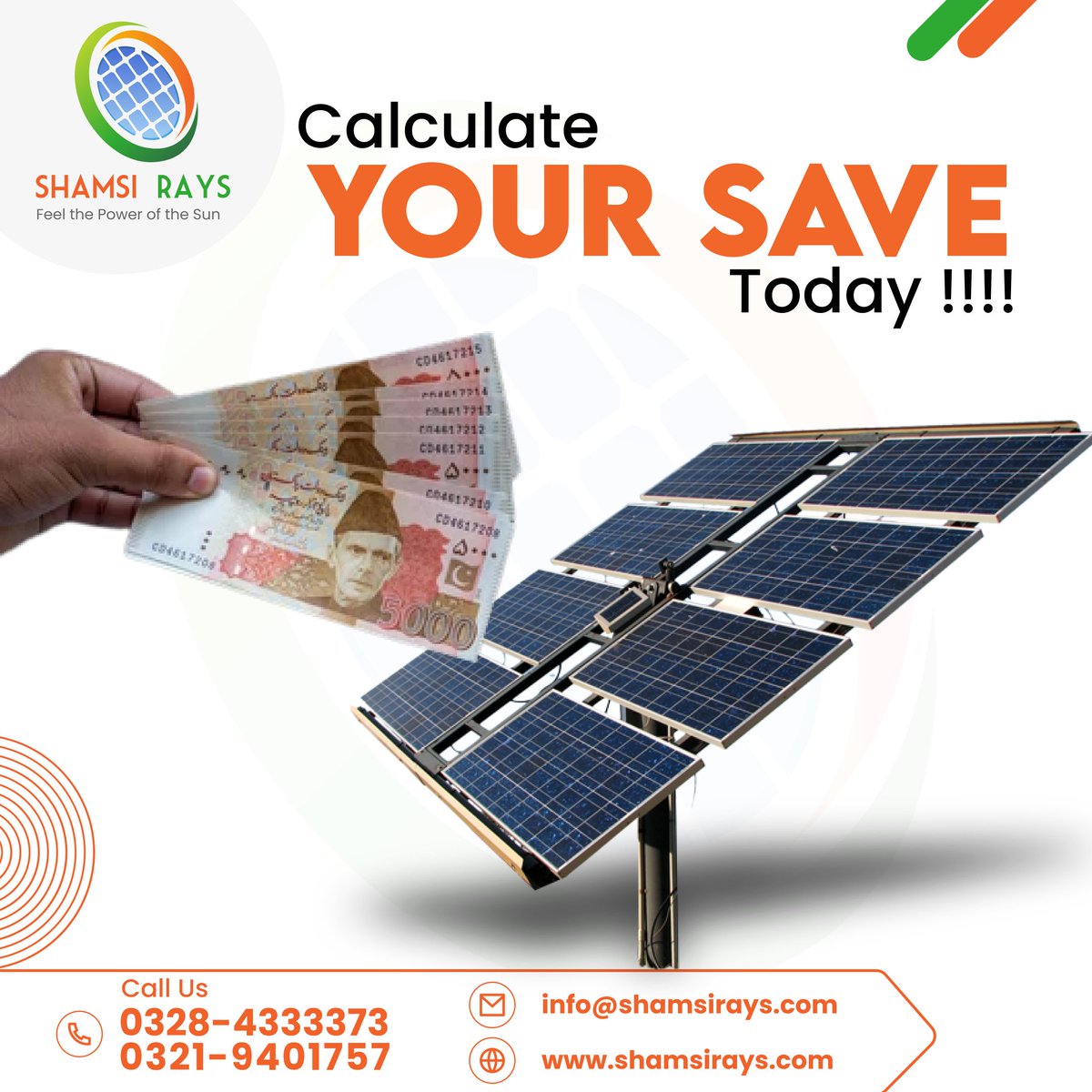 ShamsiRays's tweet photo. โ๏ธ Harness the Power of @ShamsiRays and Save Big! ๐
๐
๐๐๐ฅ ๐
๐ซ๐๐ ๐ญ๐จ ๐๐จ๐ง๐ญ๐๐๐ญ ๐ฎ๐ฌ!
Call us: +92 328-4333373
website : https://t.co/xMQjkafj98
email: info@shamsirays.com
#SolarPanelServices #CleanEnergyRevolution #solar #solarenergy #solarpower #solarpanelsystem https://t.co/gxLIDxXI6D