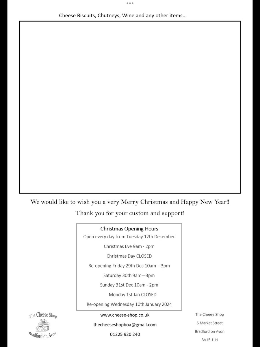 cheeseshopboa's tweet photo. Here's our 2023 Christmas Order form.
You can print off a copy or pick one up from the shop.
Don't delay in placing your orders. 🧀🎄🧀🎅🧀 https://t.co/FWrE1EI7Ho