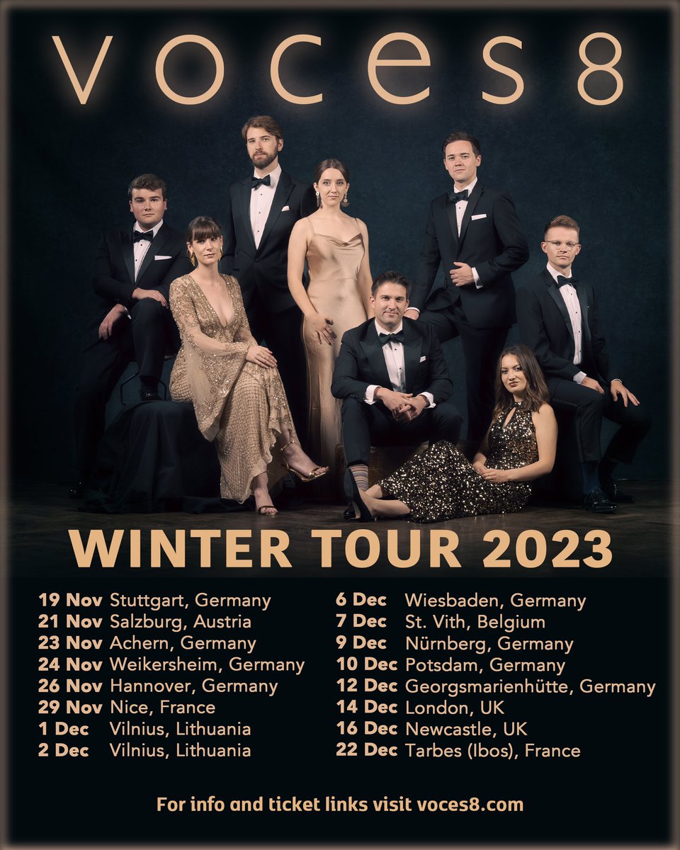 Here’s what we’re up to before Christmas! #voces8ontour