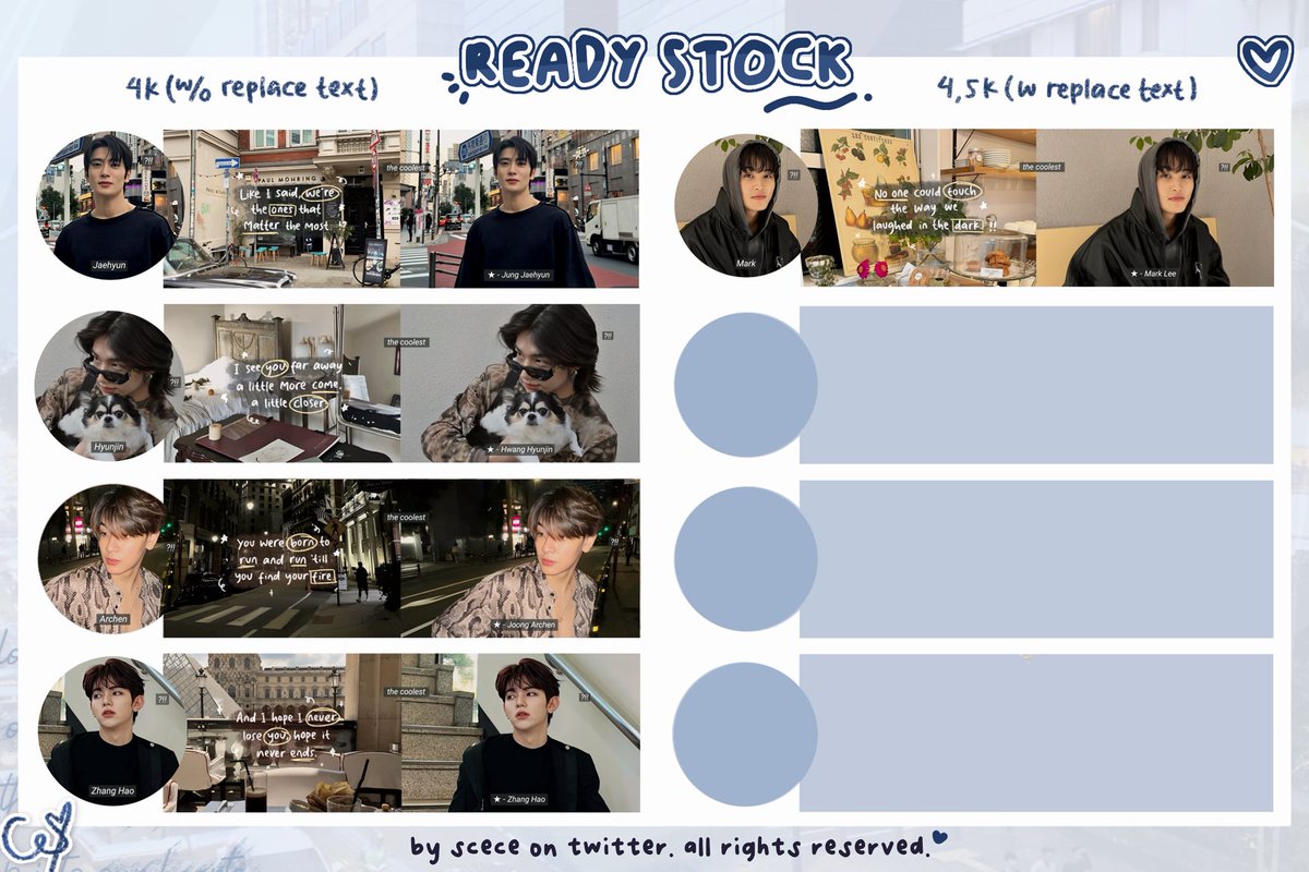 scece's tweet photo. anyone help rt, please? ♡

ellou! hari ini aku bawa layout ready stock "Broken Moodie". dengan harga tertera di pict. bisa ditake mulai pukul 19.00 WIB, dengan cara dm aku chara atau nomer layout yang di mau yaa! tolong cek chara non titipan yang tersedia di alt! 🩵

#zonauang https://t.co/XBjvIKif1O