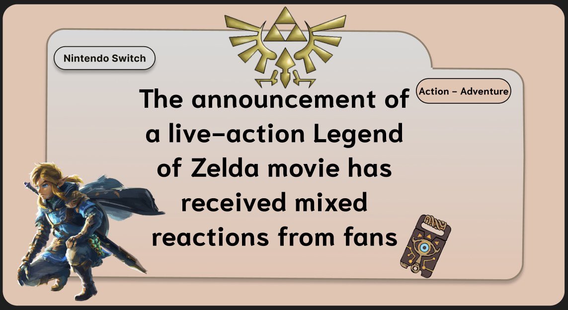 IGA_Global's tweet photo. A decision to go with live-action instead of animation version of #Zelda was made, even though fans were hoping #StudioGhibli would take on the project of the #LegendOfZelda movie. Productions believe however that a live action movie has potential to reach a broader audience. https://t.co/ohgdgD368A