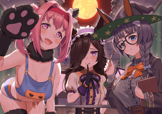 TREAT!!! TREAT!!! TREAT!!! #ウマ娘 #ライスシャワー #ハルウララ #ゼンノロブロイ
