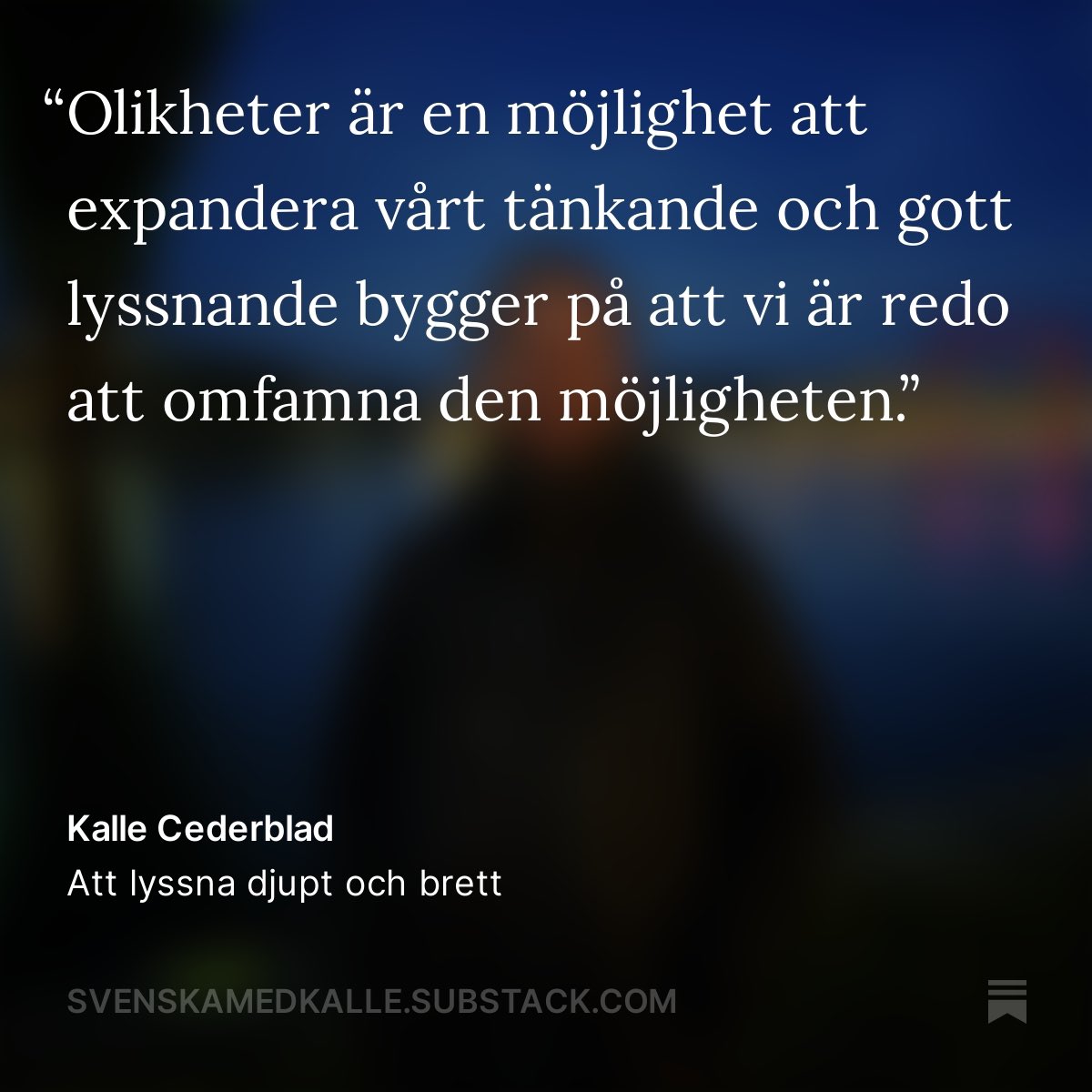 KASC2046's tweet photo. I veckans nyhetsbrev skriver jag om konsten att lyssna. Att se kreativa möjligheter i olikheter är en förutsättning. Eller tolerans för kognitiv dissonans om man så vill. https://t.co/dR3j9i8EAv