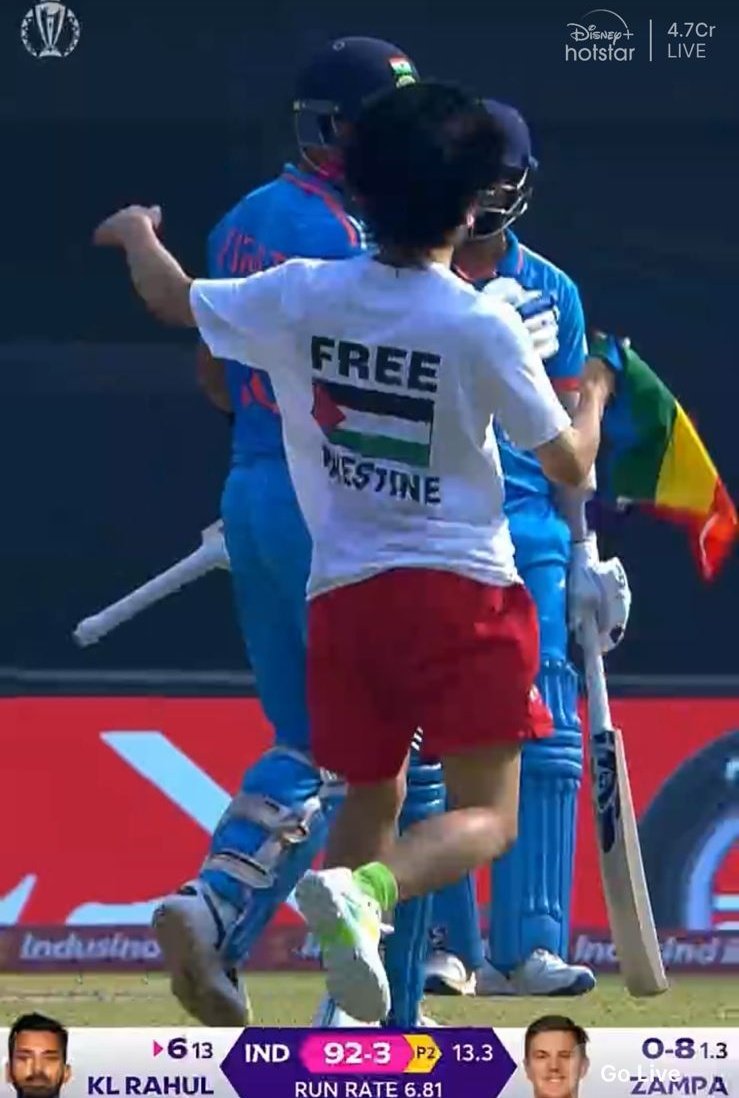 theskindoctor13's tweet photo. Such a high-profile match, so much security, and still, this happened! That too when the PM is scheduled to come to the stadium. This is a huge security breach! Not acceptable at all! https://t.co/yOmj9T4sHm