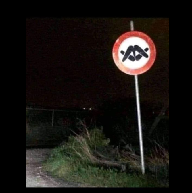 Crazy_Curt's tweet photo. What does this sign prohibit? https://t.co/7oUQBilZkm