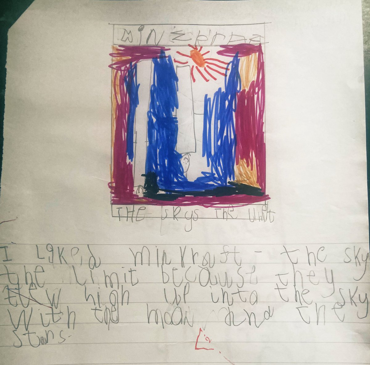 DeeMoxham's tweet photo. K in Y1 has completed task 2 of #OLOLHomeworkChallenges by writing a sentence about why he enjoyed his book ‘Minecraft: the sky’s the limit’ #OLOLWriting @ourladyoflourd1 https://t.co/zjYD6pGh5j