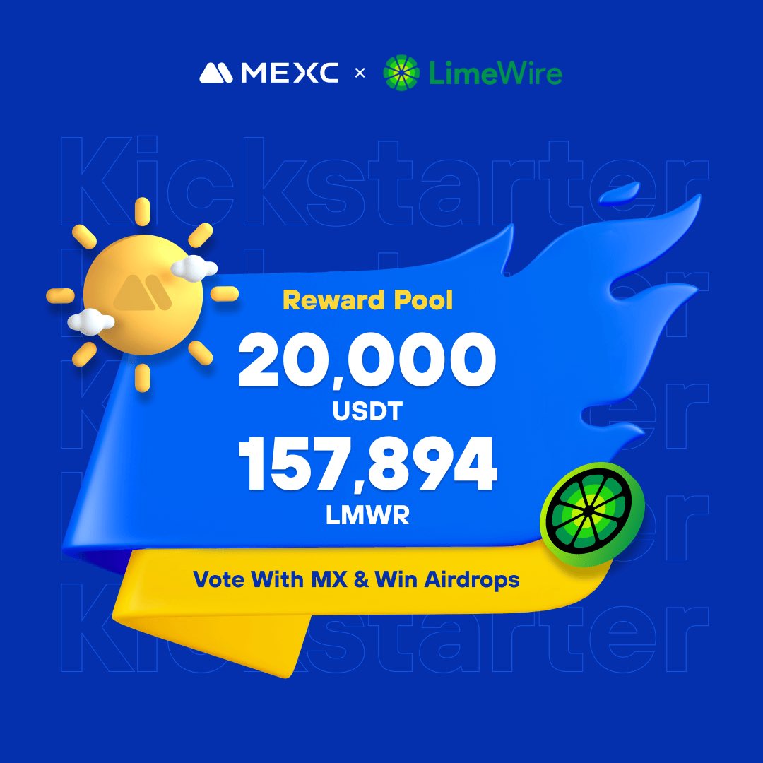 MEXC's tweet photo. .@limewire , a leading AI Studio and social platform, is coming to #MEXCKickstarter 🚀

🗳Vote with $MX to share massive airdrops
📈 $LMWR/USDT trading: Nov 20, 13:00 (UTC)

Details: https://t.co/8EqAFsVomF https://t.co/S5Boe8SiBz