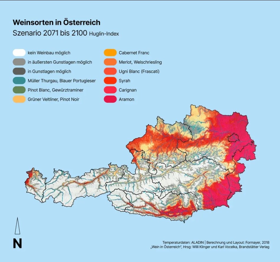 spumber's tweet photo. Neue Weinsorten und -Anbaugebiete wird es in Österreich in Zukunft (siehe Karte) brauchen. Vor allem wenn die Weingüter immer größer werden, eine spannende Entwicklung.  @EvaStanzl hat sich das näher angeschaut: https://t.co/3PG889FEpU https://t.co/G8AZRasscb