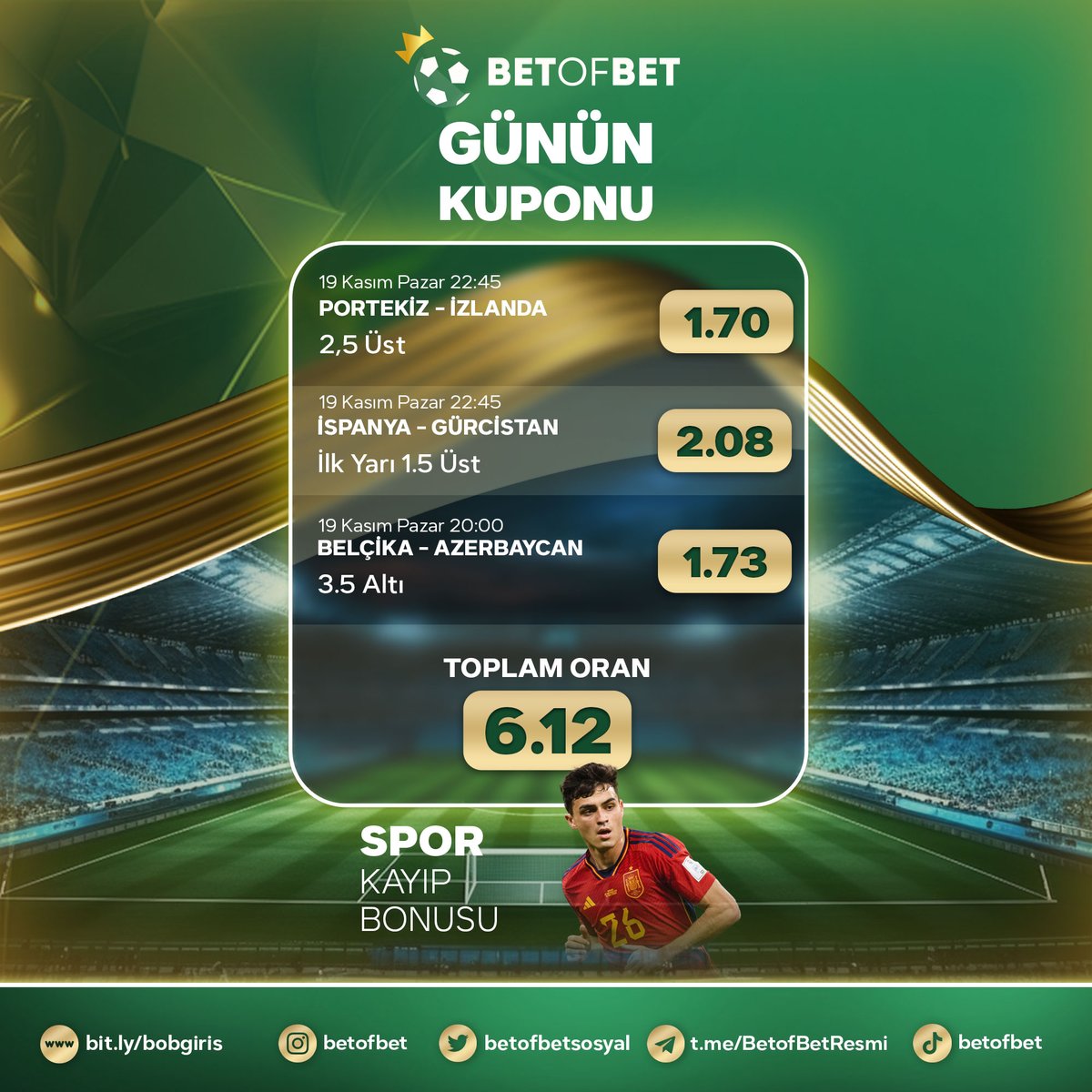 ✍️BetofBet ile günün kuponuna sen de oyna sen de kazan!

💰En çok kazandıran adres, BetofBet!

💨Hızlı çekim

🎁Spor Kayıp Bonusu

✅Güncel adresimiz: bit.ly/bobgiris