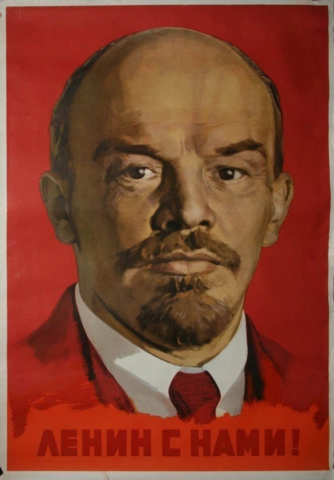 'Lenin Bizimle!' Sovyet afişi 1960.