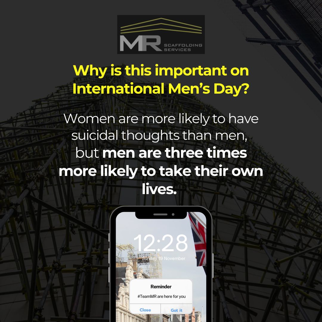 This International Men's Day we are putting the MEN in Mental Health.
 
#TeamMR #InternationalMensDay #MensHealth #GenderEquality #MaleRoleModels #IMD2023 #PositiveMasculinity #MentalHealth #ConstructionHelpline