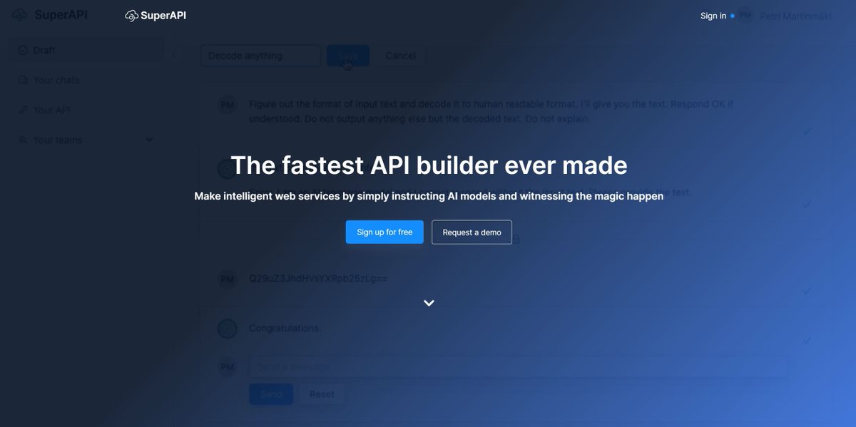 AiRepoHub's tweet image. #SuperAPI
SuperAPI is an exceptional API builder with lightning-fast response times and an intuitive chat interface. Simplify the process of...
airepohub.com/developer-tool… #ArtificialIntelligence #AI