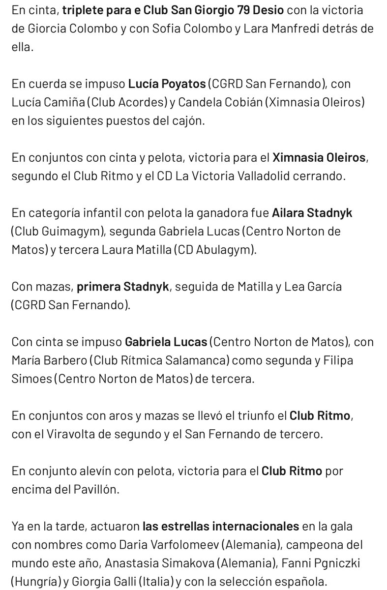 II Torneo Viravolta Jael
🏆Resumen resultados 1ªJornada
📸Galería fotos
🔗elcorreogallego.es/deportes/2023/…
✍️Mas info <a href="/ClubViravolta/">Club Viravolta</a> y RRSS
Masterclass Darja Varfolomeev Anastasiia Simakova
Gala <a href="/SpanishGroupRG/">Spanish Group RG</a> @PBerezinaPodium
#gimnasiaritmica #RhythmicGymnastics #gymnastics <a href="/gymnastics/">World Gymnastics</a>