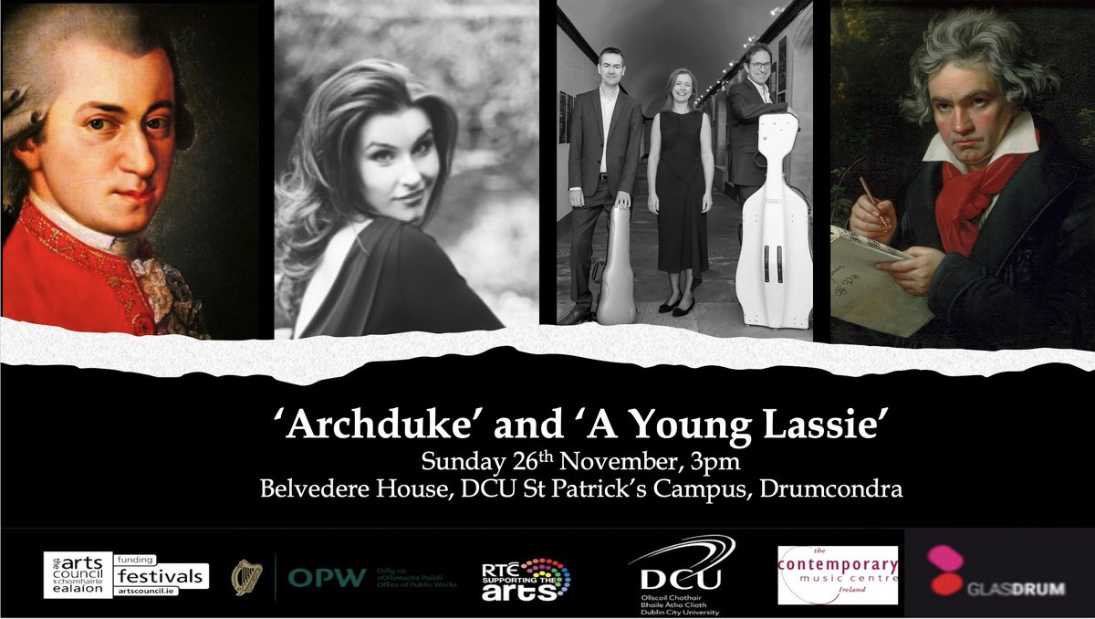 The magnificent @fideliotrio and soprano @annadevin will bring our festival to a close next Sunday with a feast of classical favourites, including Beethoven's captivating Irish folk songs and Mozart's 'L’Amerò Sarò Costante'. #WCMF23 #rtesupportingthearts FidelioTrioWCMF23.eventbrite.ie
