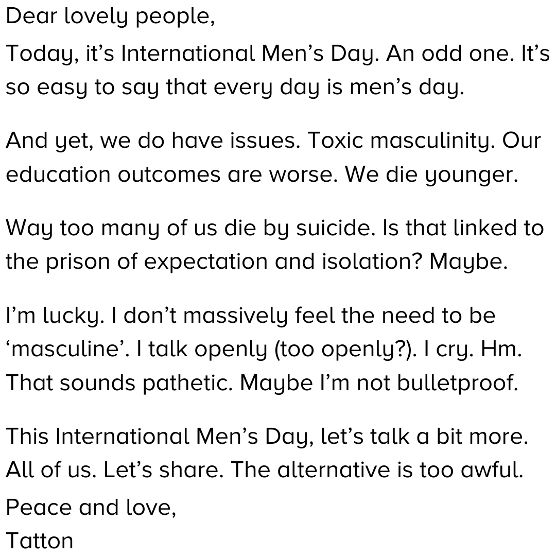 A personal take this year, from Tatton.