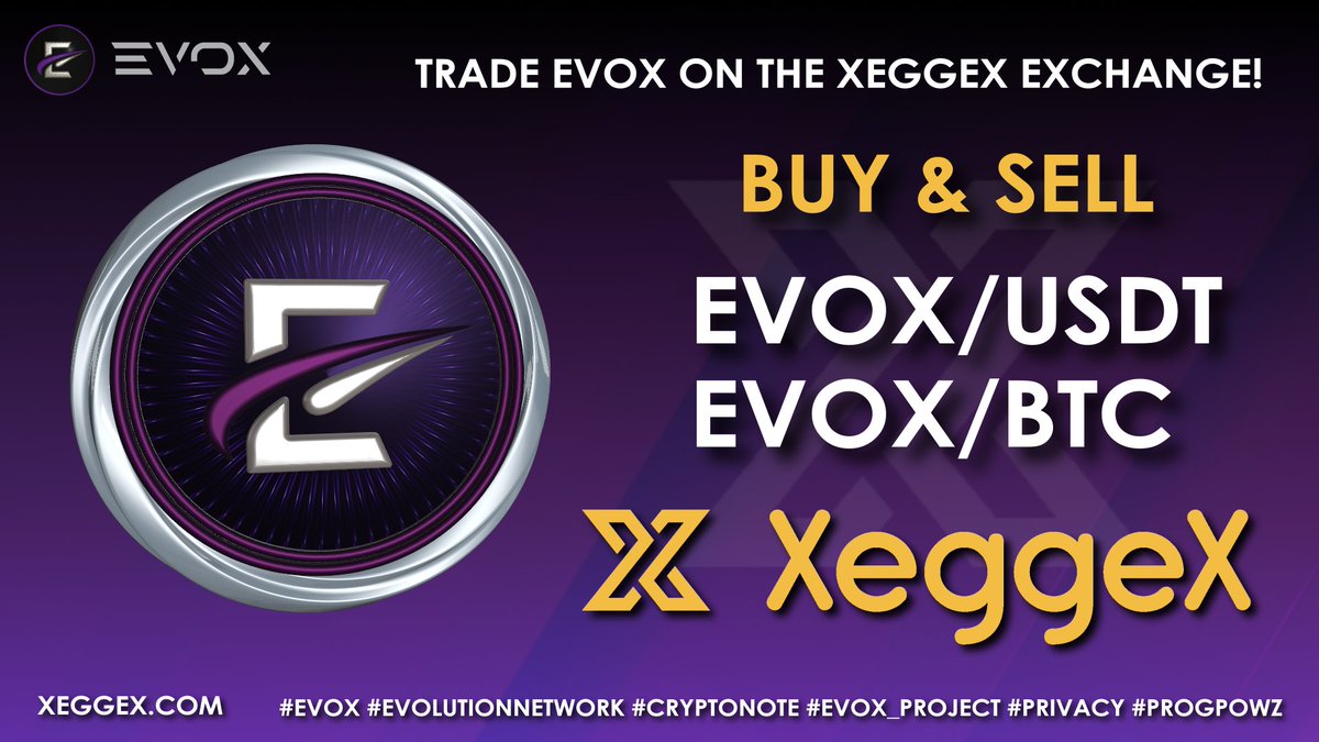 evox_project's tweet photo. Trade Evox on the XeggeX exchange!
https://t.co/Qccsxv4Ech
https://t.co/niABhcG3WY
#crypto #cryptocurrency #mining #cryptonews #cryptonote #evox_project #progpow #progpowz #blockchain #privacy https://t.co/Vi65Ki2CJa