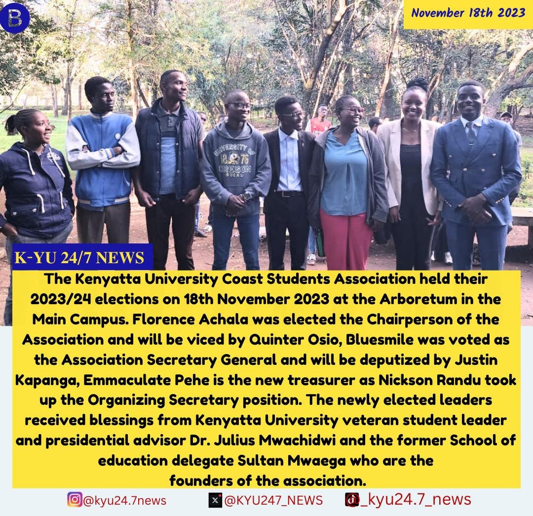 KYU247_NEWS's tweet photo. Meet the newly elected Kenyatta university Coast students association leadership.
#miguna #17billion #samidoh https://t.co/35wZwjMF0Z