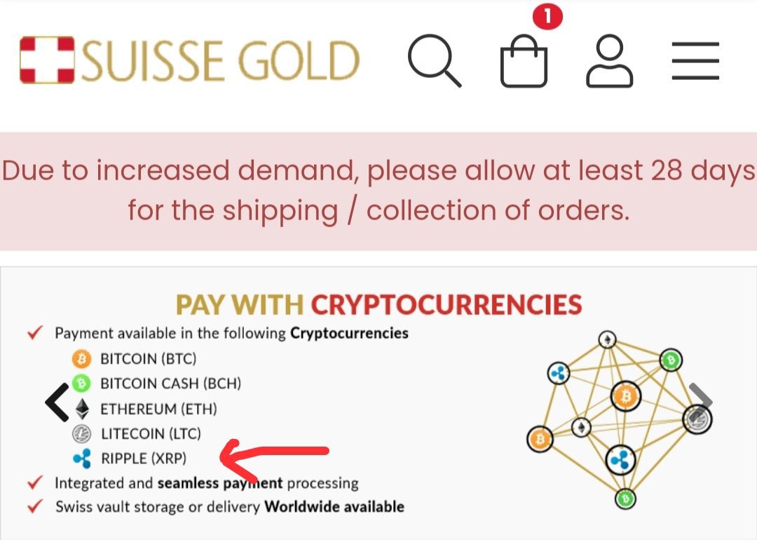 _Crypto_Barbie's tweet image. WOW! 💥

SUISSE GOLD ACCEPTS #XRP AND OTHER CRYPTOCURRENCIES AS A PAYMENT METHOD TO BUY GOLD! ⚜️

suissegold.eu/en/product/1-o…