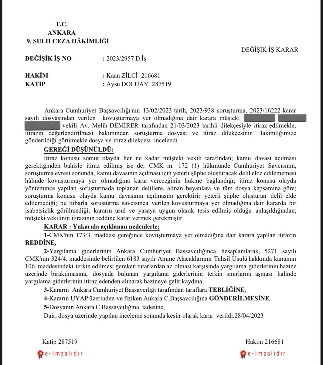 Ankara CBS müştekinin diğer kullanıcıların kendisine hakaret etmesini sağlamaya yönelik tweetler atarak bu durumu meslek haline getirmesi gerekçesiyle hakaret edenler hakkında KYOK kararı vermiştir. Kararlar bana aittir paylaşabilirsiniz.