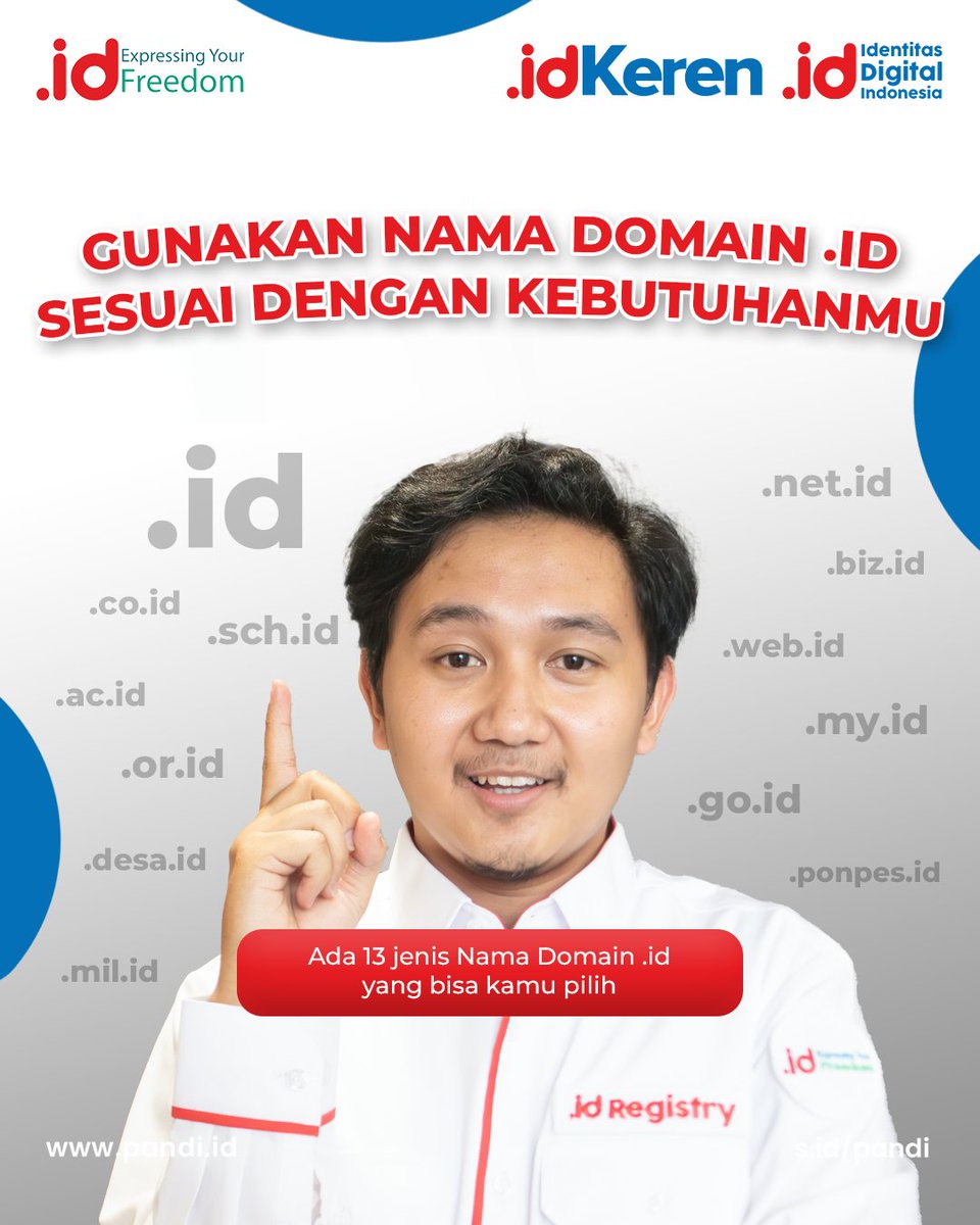 Pandi_ID's tweet image. Tentukan pilihan kamu pada 13 jenis Nama Domain .id yang sangat beragam sesuai kebutuhan kamu! Mulai dari personal hingga bisnis, pilihannya banyak dan sesuai dengan kebutuhanmu.

Ayo wujudkan visimu dengan pilihan Nama Domain .id yang tepat!

#PANDI
#PANDIID
#DomainID