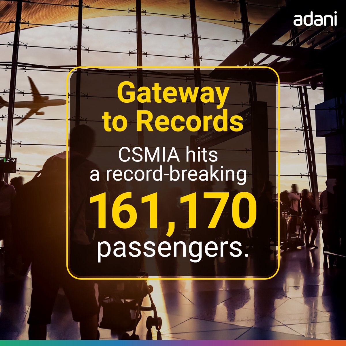 Soaring higher! On Nov 18, @CSMIA_Official hit 161,170 passengers, a new milestone post Nov 11's 1,032 flights. Thanks to @AAI_Official, @CISFHQrs, @BcasHq , @MoCA_GoI, Customs, Immigration, & partners for smooth ops. More milestones, more journeys! #Adani #MumbaiAirports