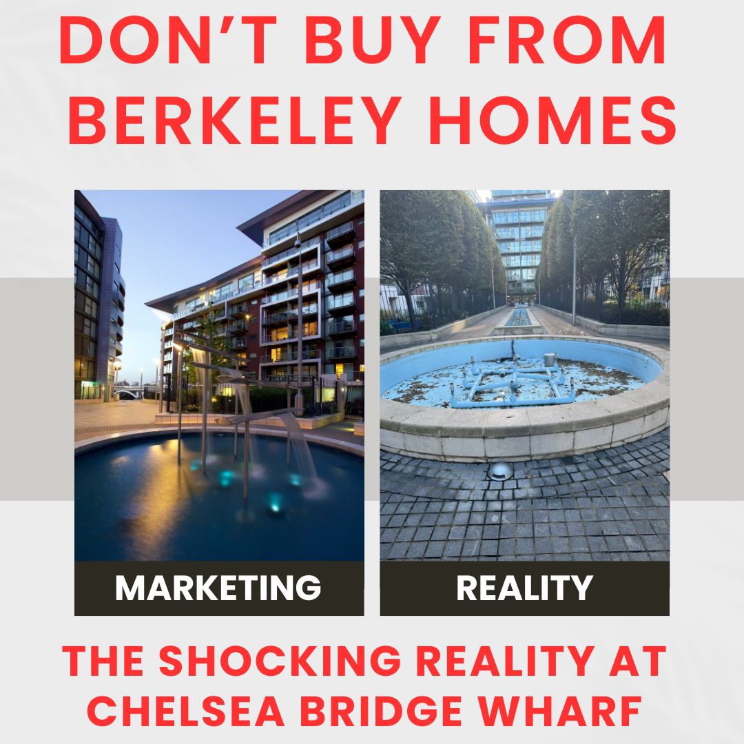 Hey John, still waiting to see the 2.5 years of improvements at Chelsea Bridge Wharf? 🤔 These images don't lie – a stark reminder of the challenges faced when buying from <a href="/BerkeleyGroupUK/">Berkeley Group</a>. And don't even get me started on Rendall &amp; Rittner's 'management' of our homes. 🏡😡