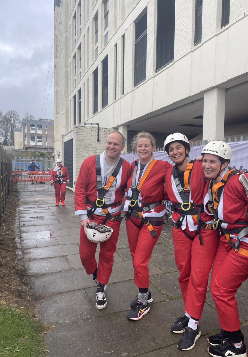 Yesterday this fabulous four from the Basingstoke MSK physio team abseiled down the side of the hospital to raise money for the <a href="/HHFTCharity/">Hampshire Hospitals Charity</a>. Huge well done to Mel Bethell and Lisa Robson too. So proud of our therapy team 🤩