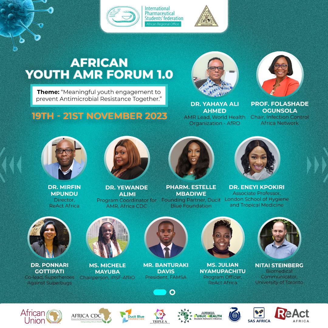 Bm14Justin's tweet photo. Youth engagement in the fight against AMR is indispensable! I am eager to hear more about it and learn how I can add my voice
@IPSFAfRO
@official_famsa
@DucitBlueFdn
@_AfricanUnion
@kumiss_F
@StacyJanice2 https://t.co/aetD3S92Pa