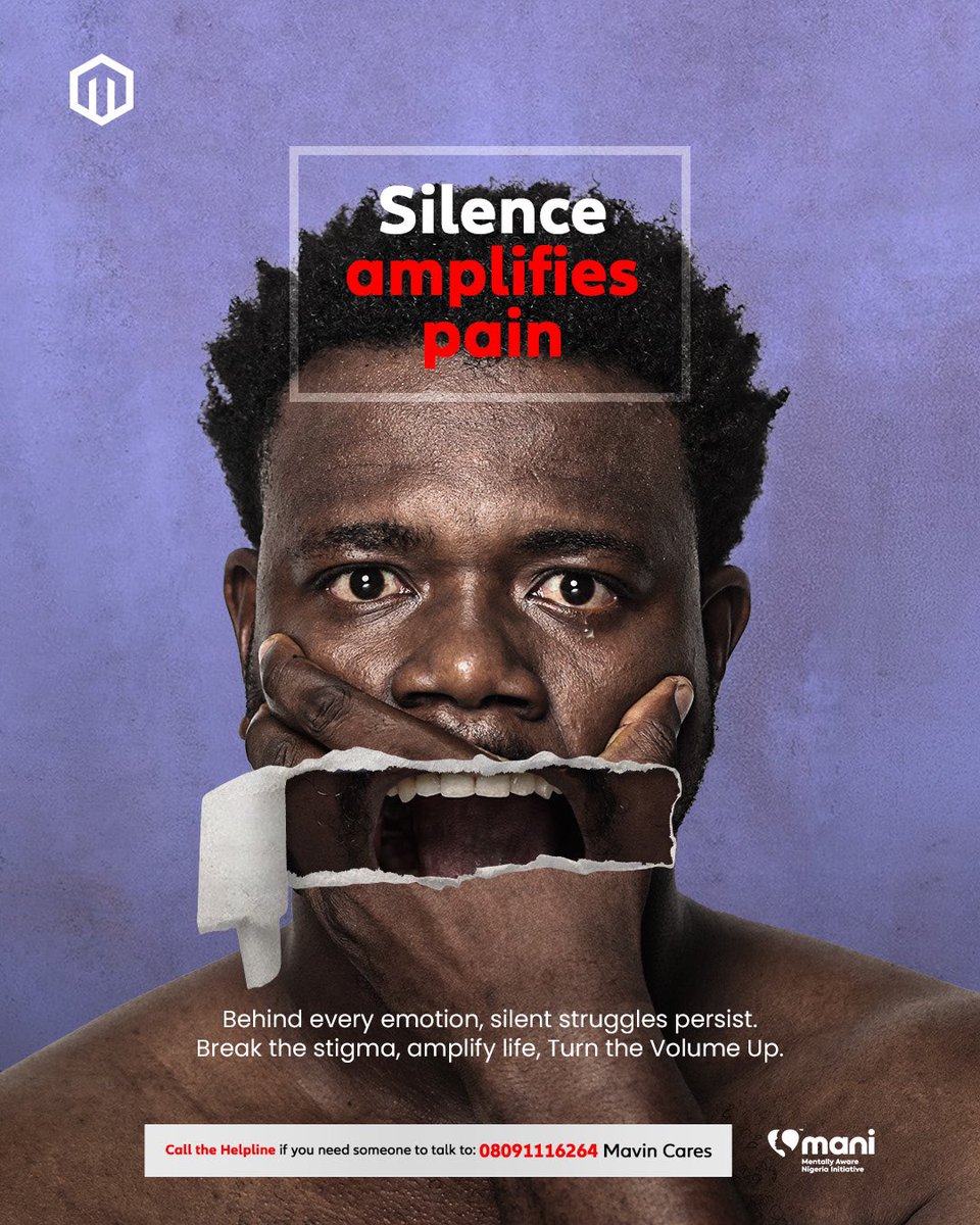 MavinRecords's tweet photo. For every man out there fighting internal battles alone. It’s time to turn the volume up. Silence is not always golden. Silence amplifies pain. 

Today, don’t just say ‘I’m fine’. Speak to someone. 

Happy International Men’s Day from Mavin
#silenceamplifiespain #Turnthevolumeup https://t.co/6yp2C8wkR1