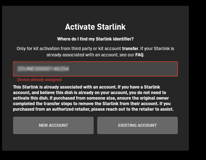 BaSnFly's tweet photo. @starlinkassists I bought my Starlink antenna from an authorised dealer (@Darty_Official ) but when I try to create a new account, I get the error account already exists. I have already written at Starlink on their email and form https://t.co/r8LnLxVG1z 10 days without any reply! https://t.co/54ryjVuNYL